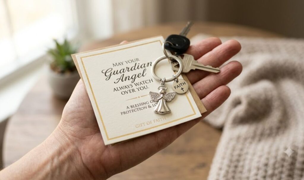 Angel Keychain Guardian Angel Gifts Faith Gifts Prayer Gifts Blessing Gifts Guardian Angel