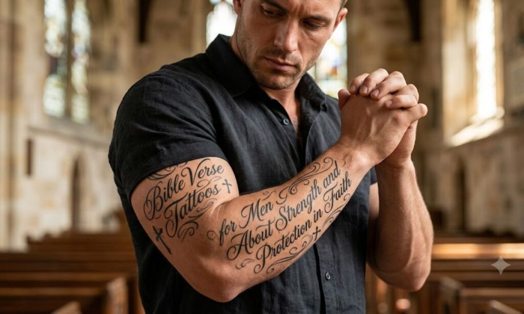 Bible Verse Tattoos for Men About Strength and Protection in Faith