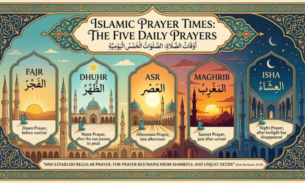 Islamic Prayer Times The Five Daily Prayers